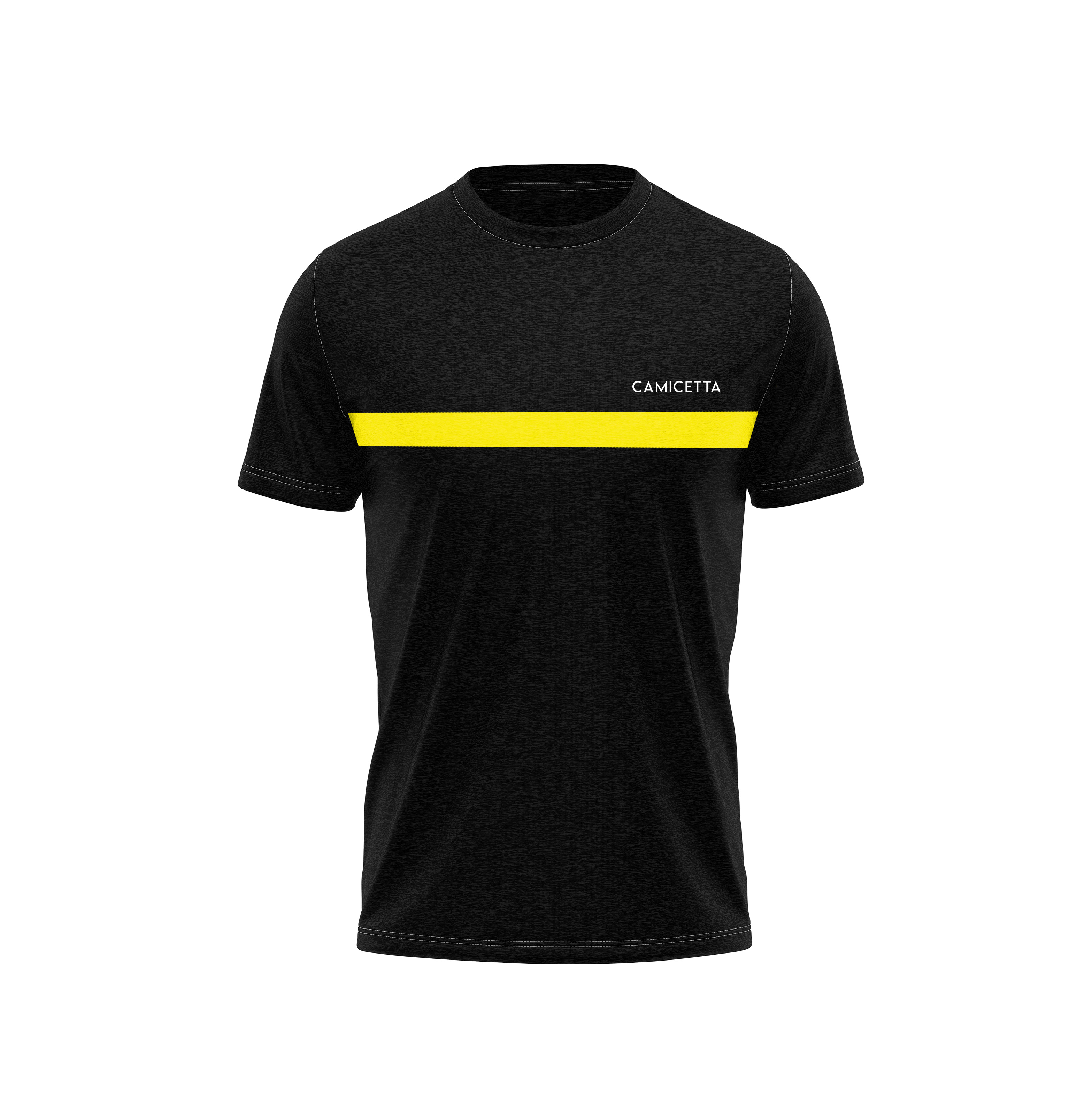 Koszulka T-Shirt czarna z żółtym paskiem